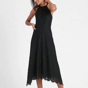 Banana Republic Lace Halter Midi Dress - Black Sz 10